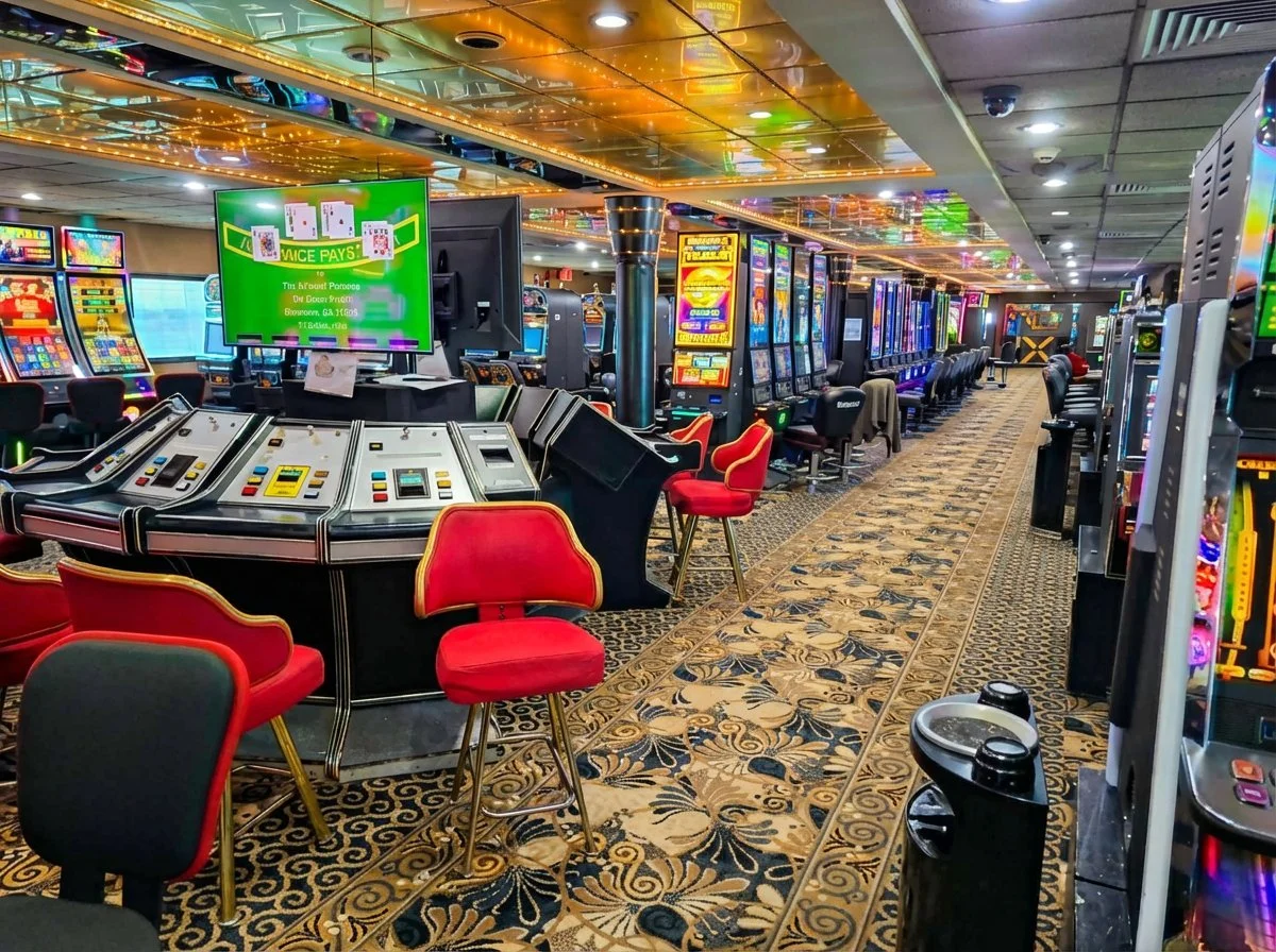 Emerald Princess II casino floor with slot machines and gaming tables